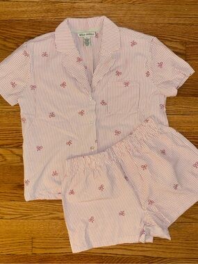 Pink & white seersucker pajama set